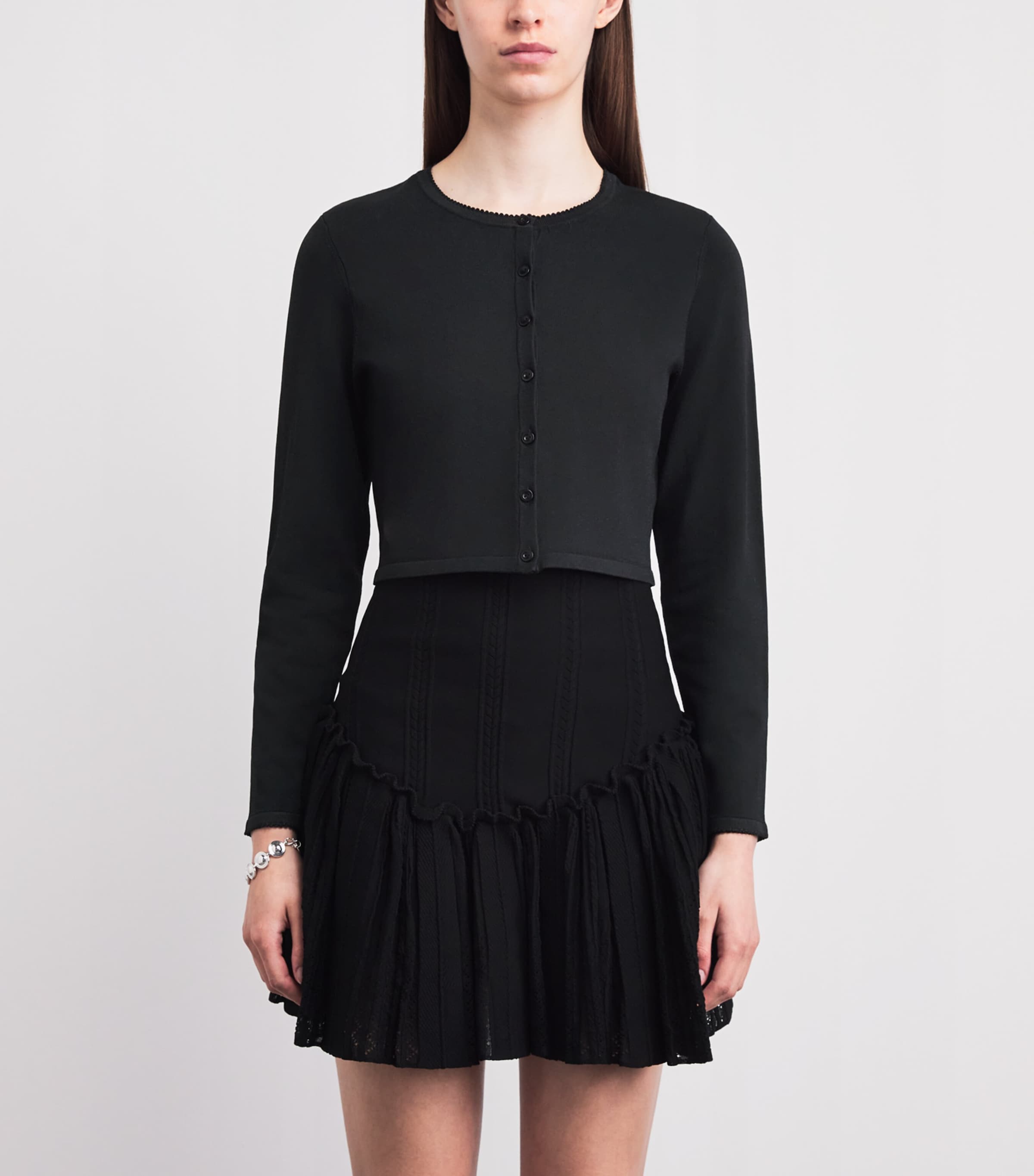 Sandro Paris Womens Cropped Cardigan Black Image 4