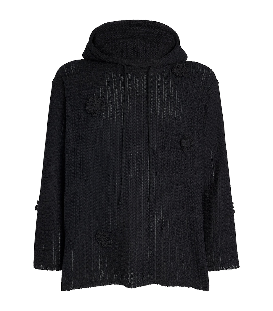 Song For The Mute Mens Cotton-Linen Daisy Chain Hoodie Black Image 1