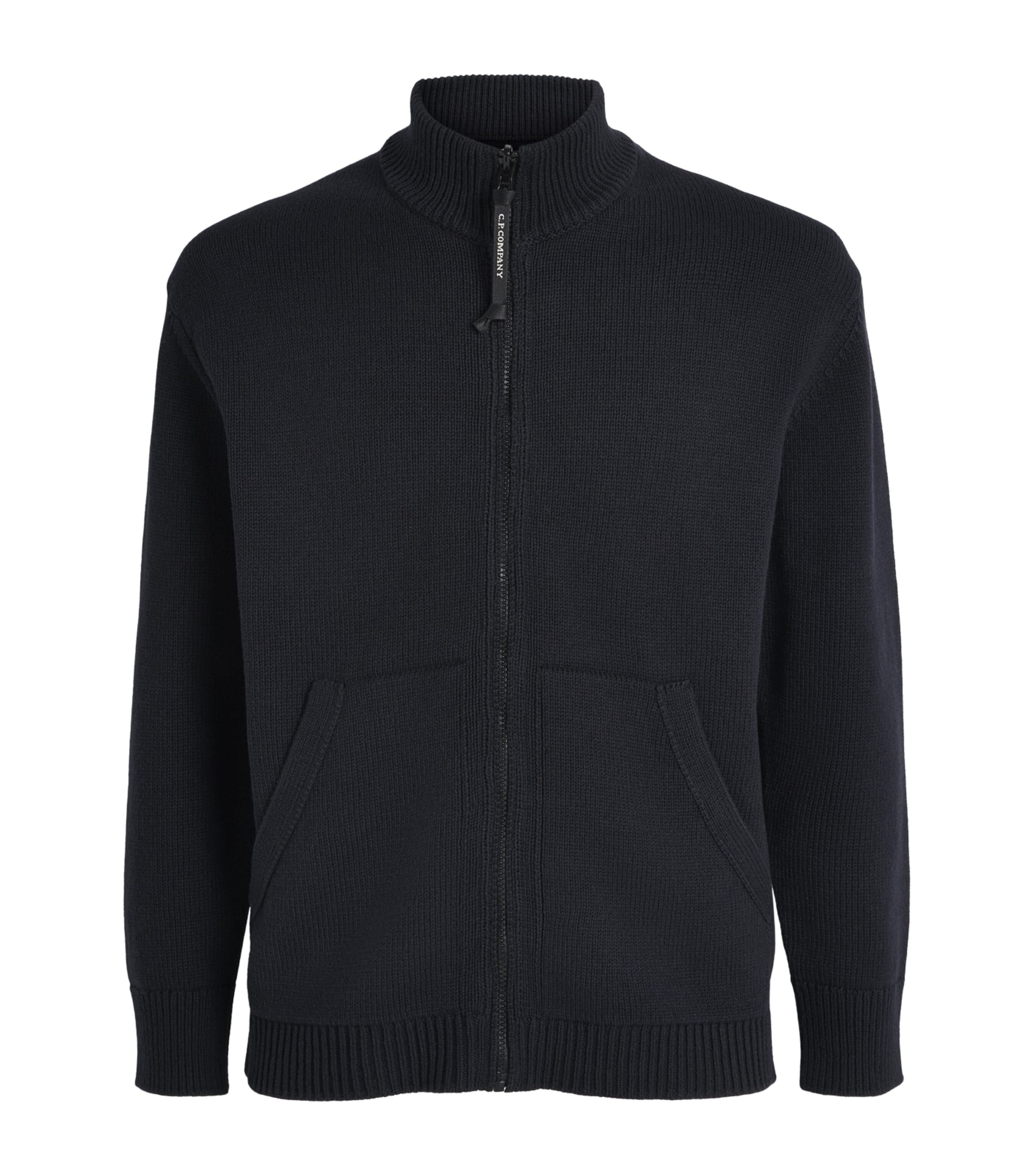 C.P. Company Mens Cotton Knitted Zip-Up Cardigan Total Eclipse Image 1