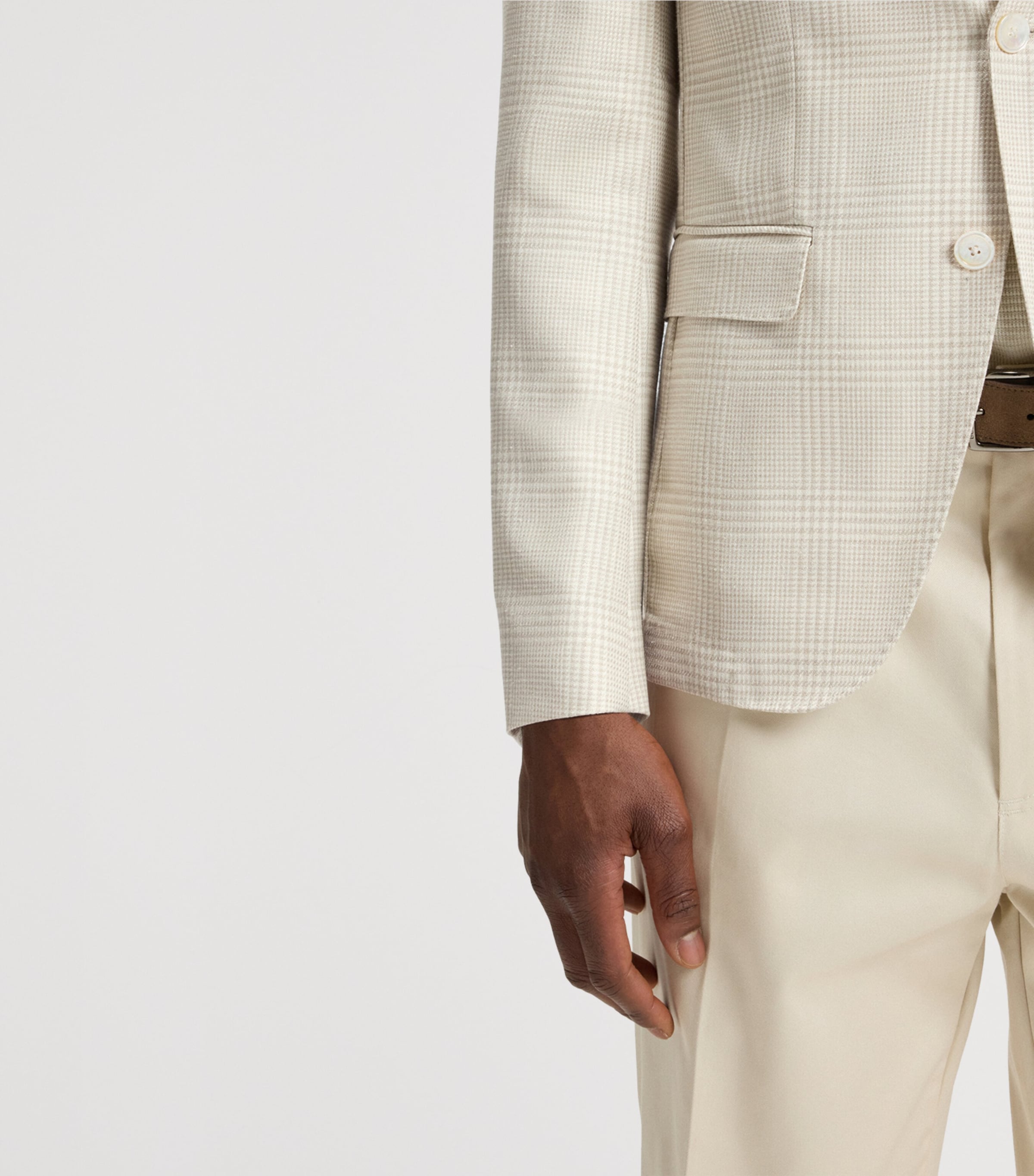 Wool-Silk-Linen Check Blazer 131 Image 4