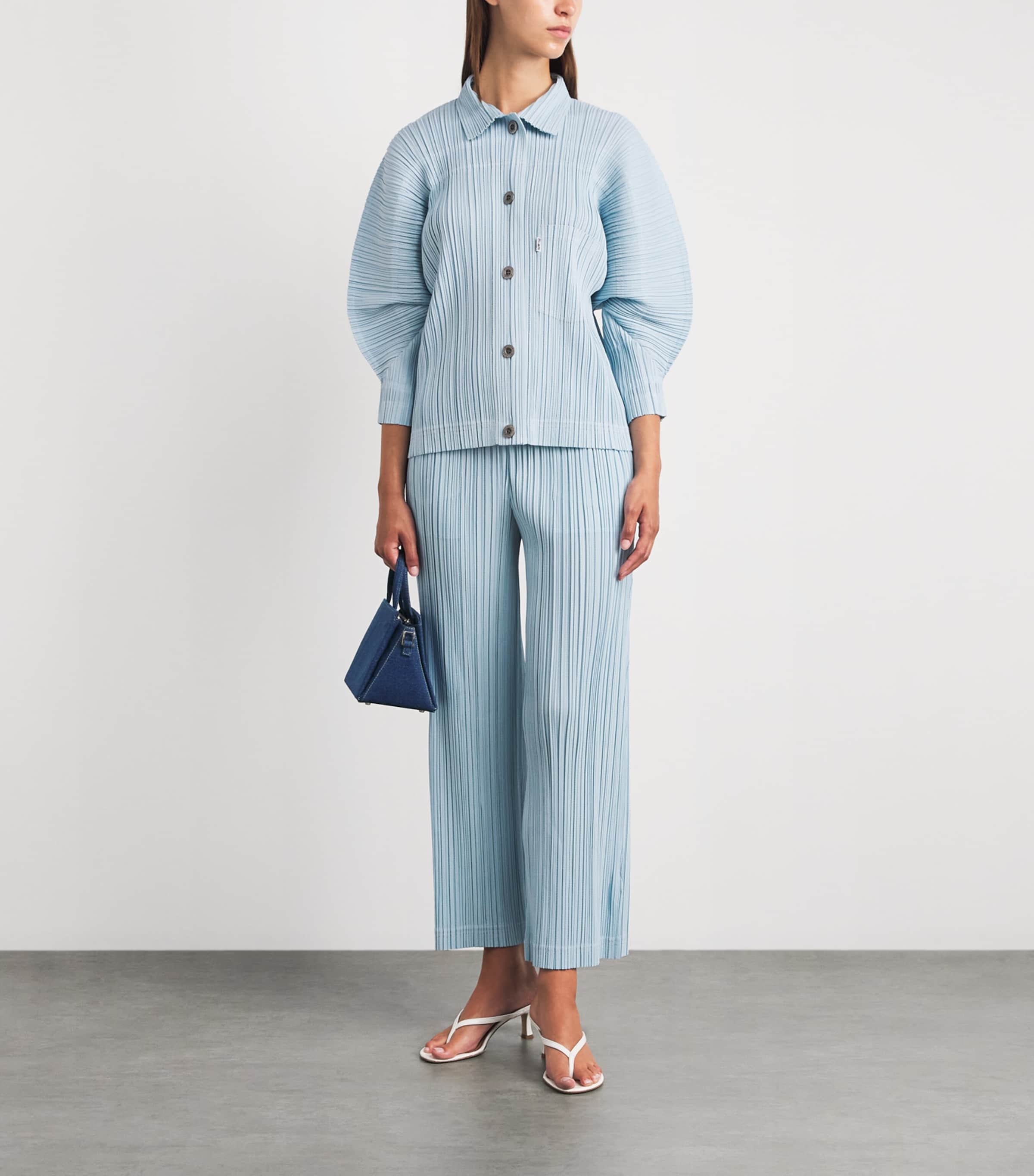 Pleats Please Issey Miyake Blue Cotton Denim Jacket | Harrods US