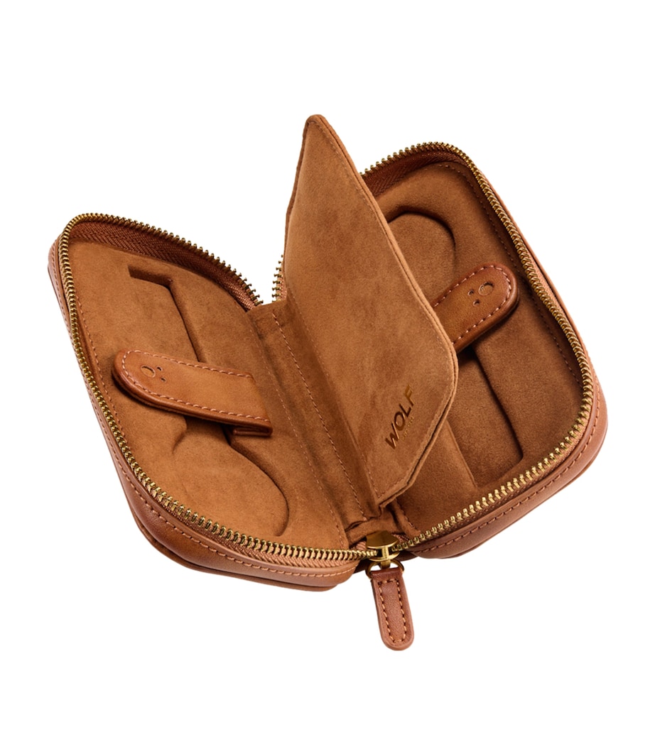 WOLF Brogue Zipped Watch Case Burnished Brown Image 4