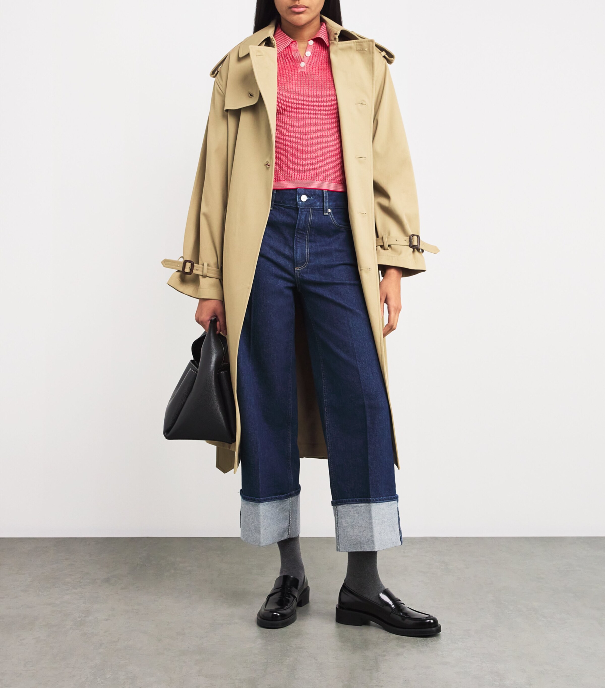 Cashmere Shrunken Polo Shirt TRUE RED/CREAM Image 2