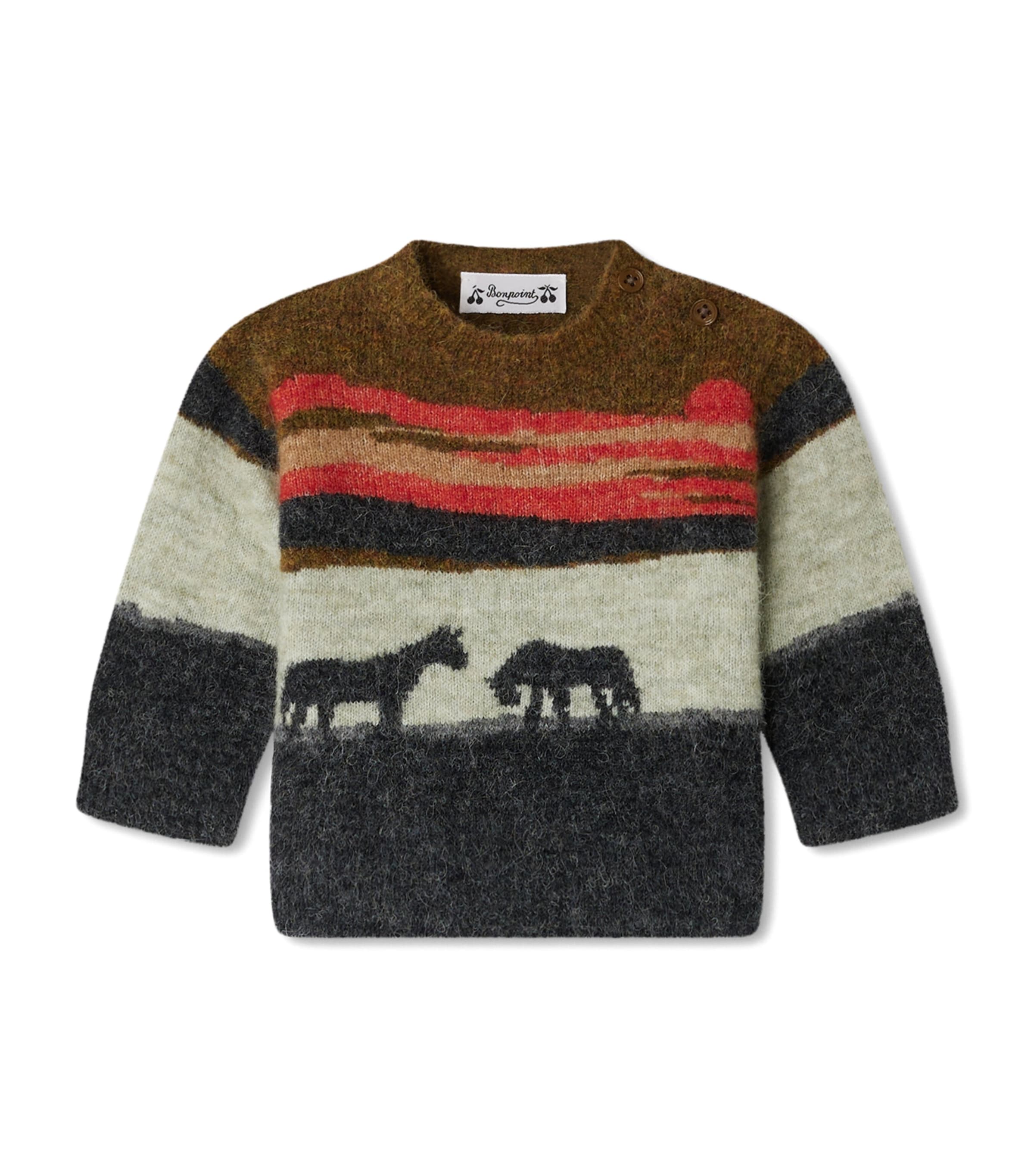 Bonpoint Wool-alpaca-blend Animal Sweater In Multi