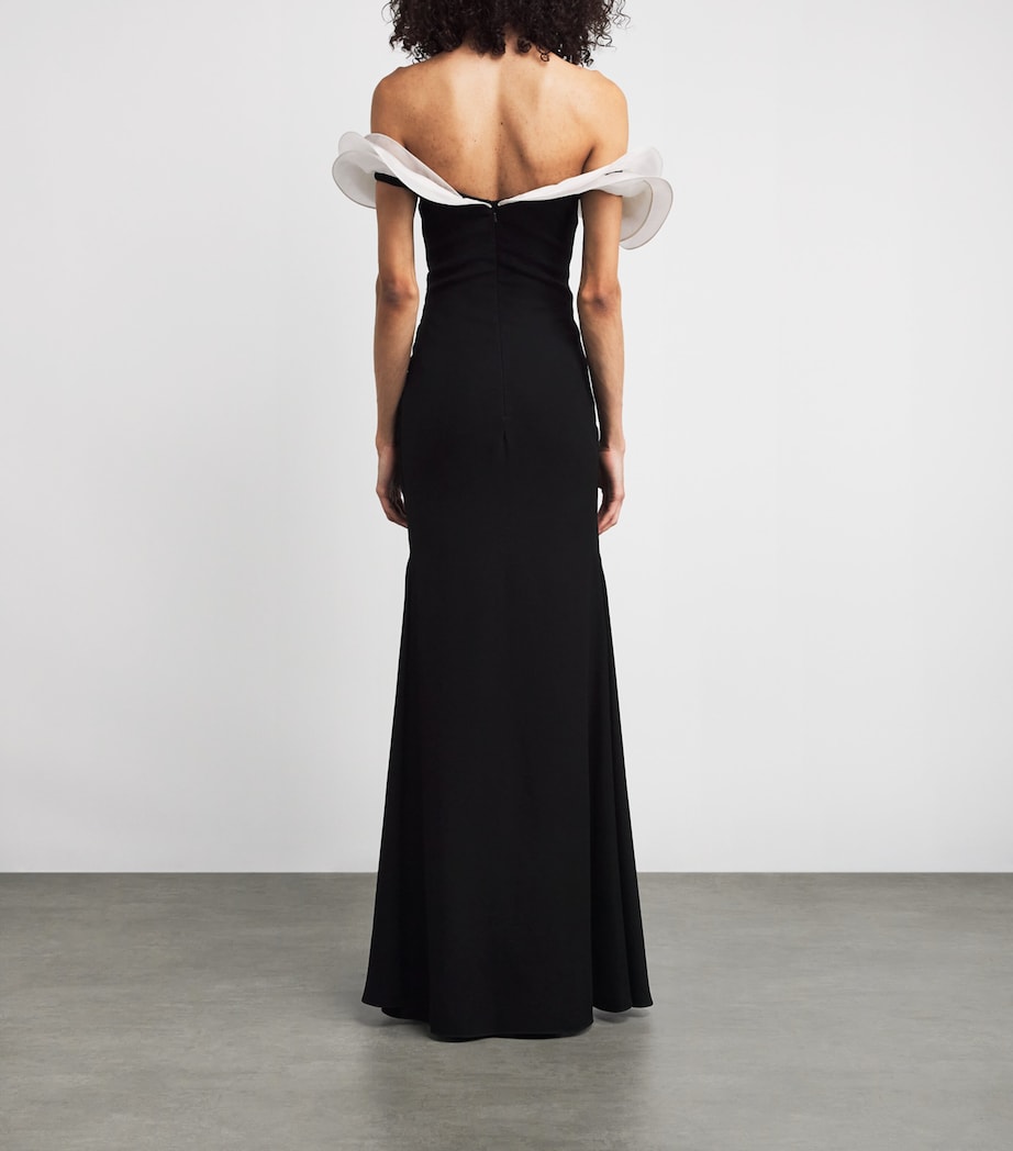 Ruffle-Detail Interlude Gown BLACK WITH WHITE Image 3
