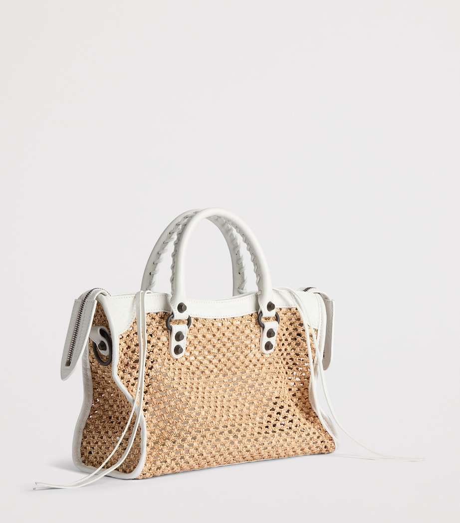 Balenciaga Small Raffia-Lambskin Le City Top-Handle Bag Image 5