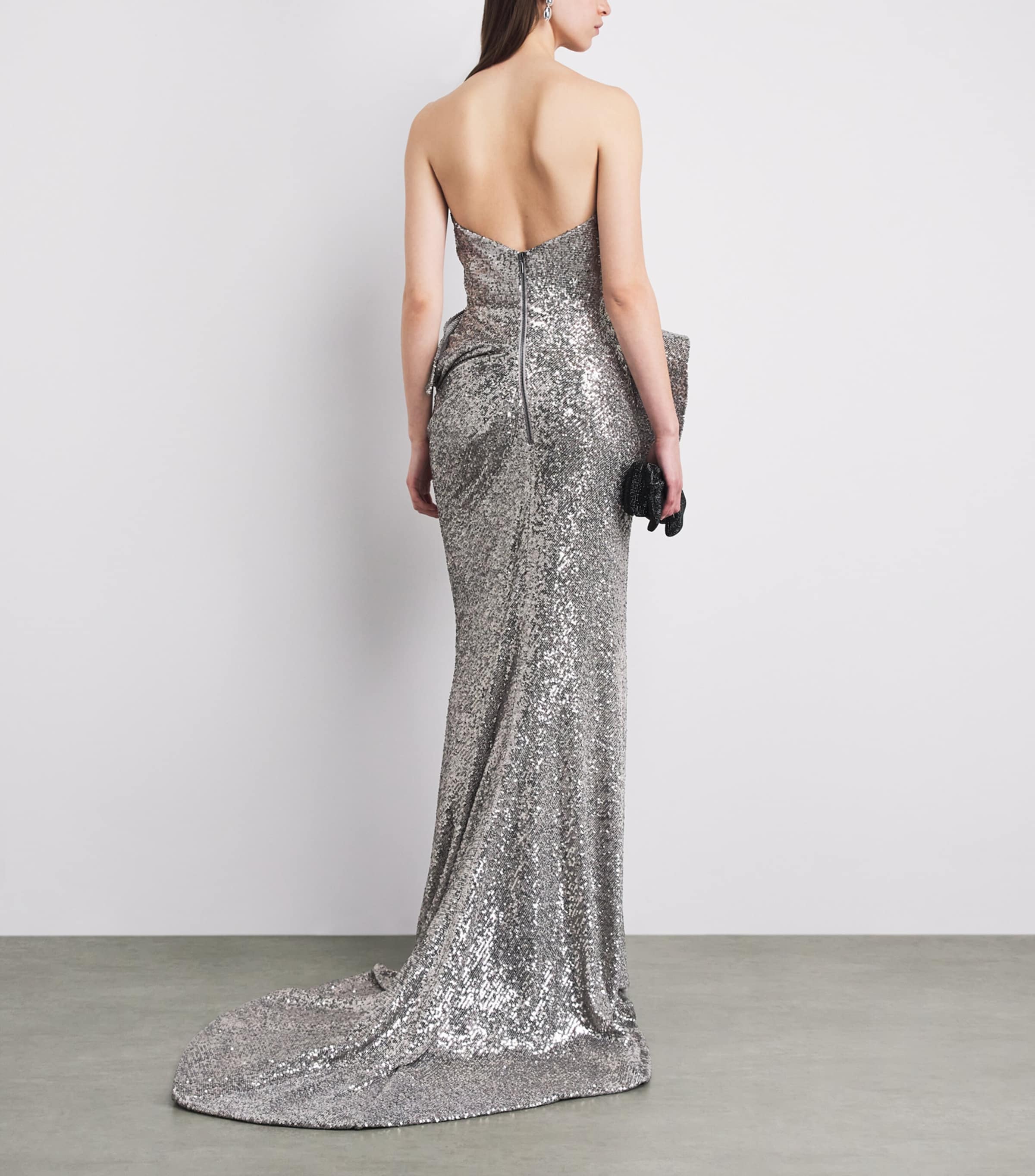 Maticevski Silver Sequin-Embellished Glorious Gown