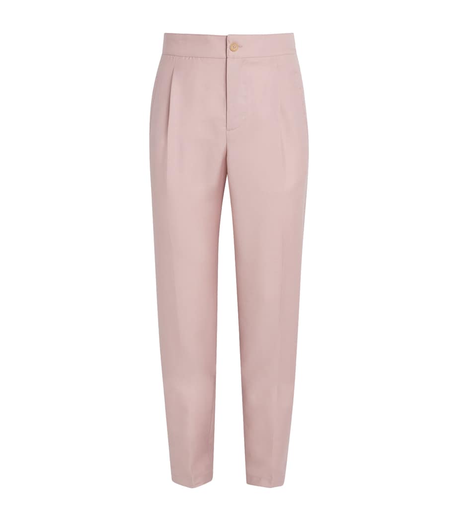 Isaia Mens Wool-Mohair-Silk Comfort Trousers Image 1