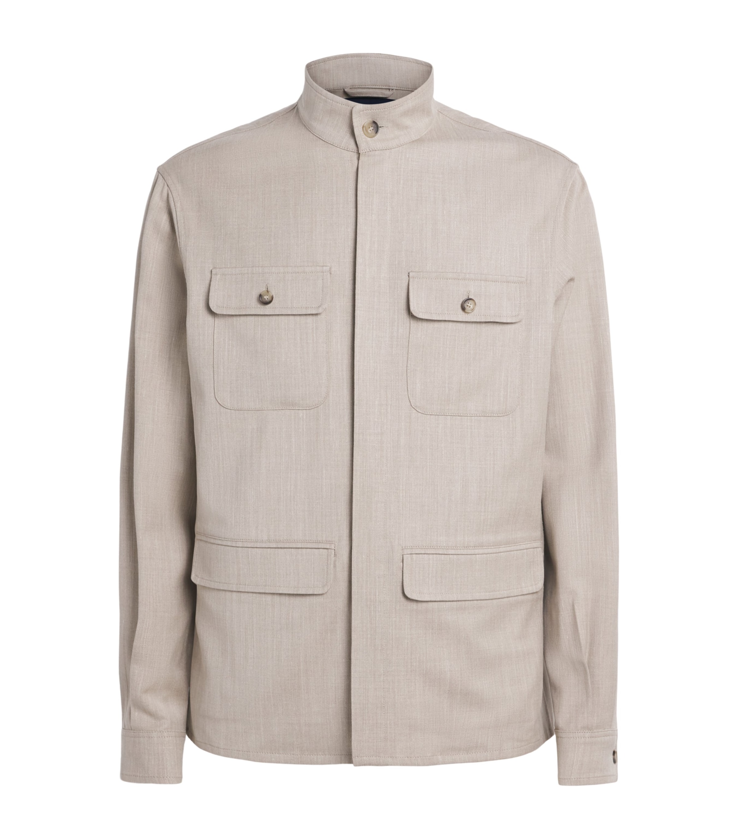 Paul & Shark Mens Wool-Blend Twin-Pocket Overshirt Beige Image 1