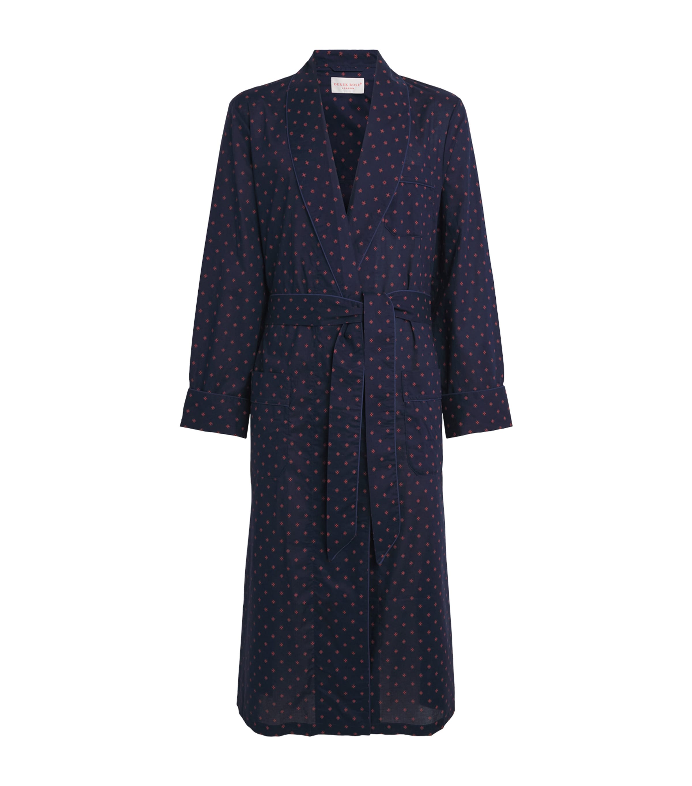 Derek Rose Mens Printed Nelson Robe Nav Image 1