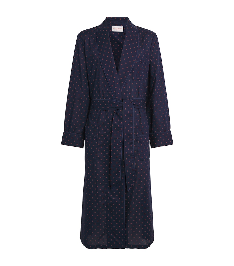 Derek Rose Mens Printed Nelson Robe Nav Image 1