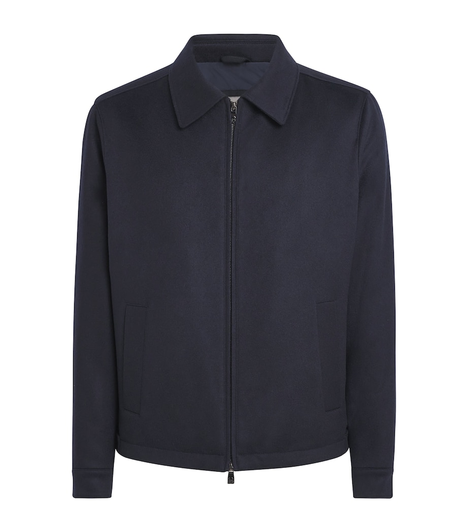 Corneliani Mens Cashmere Collar Jacket Navy Blue Image 1