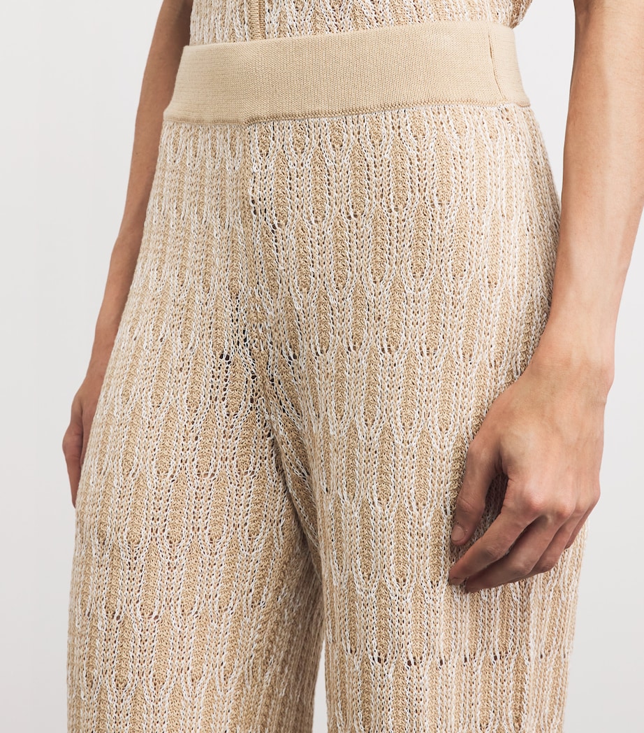 Lafayette 148 Womens Cotton Lace-Knit Wide-Leg Trousers Natum Natural Multi Image 3