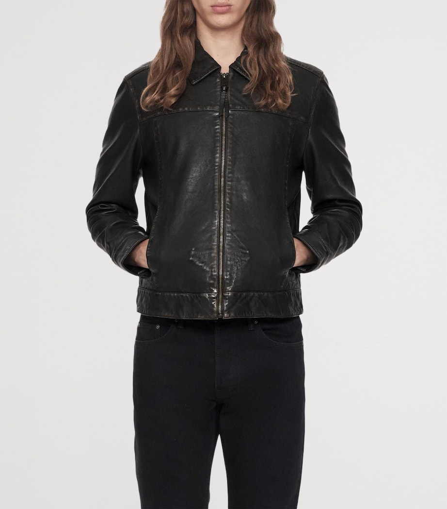 AllSaints Mens Oakland Leather Jacket Black/brown Image 3