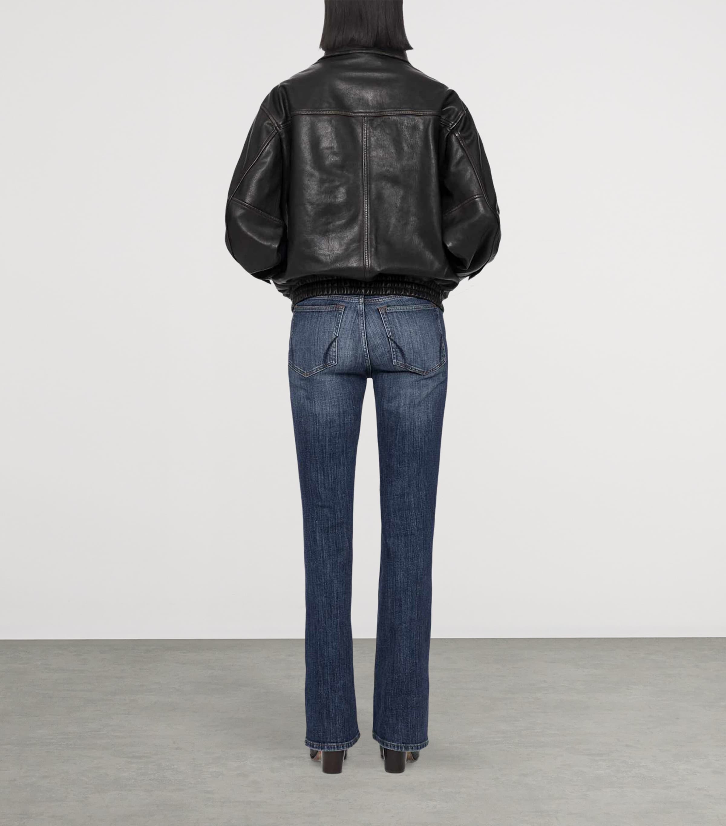 AllSaints Womens Leather Elisa Bomber Jacket Black Walnut Brown Image 7