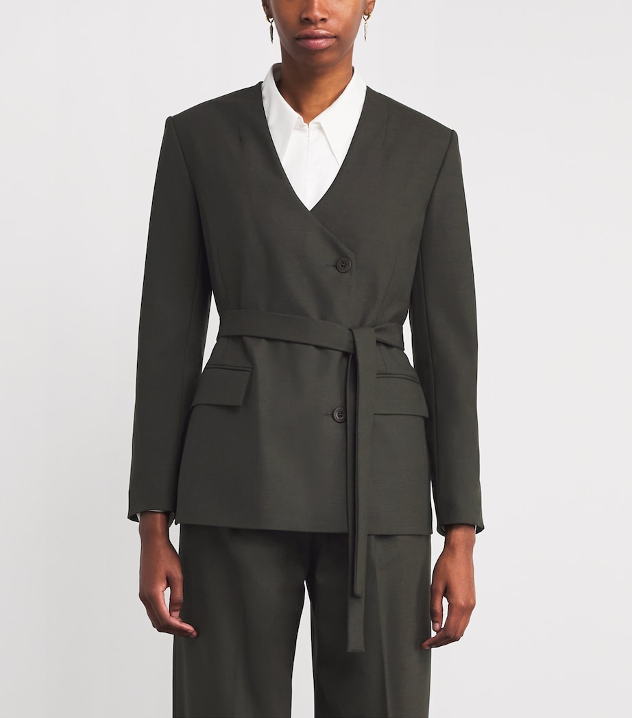 Wool-Blend Asymmetric Blazer KHAKI Image 3