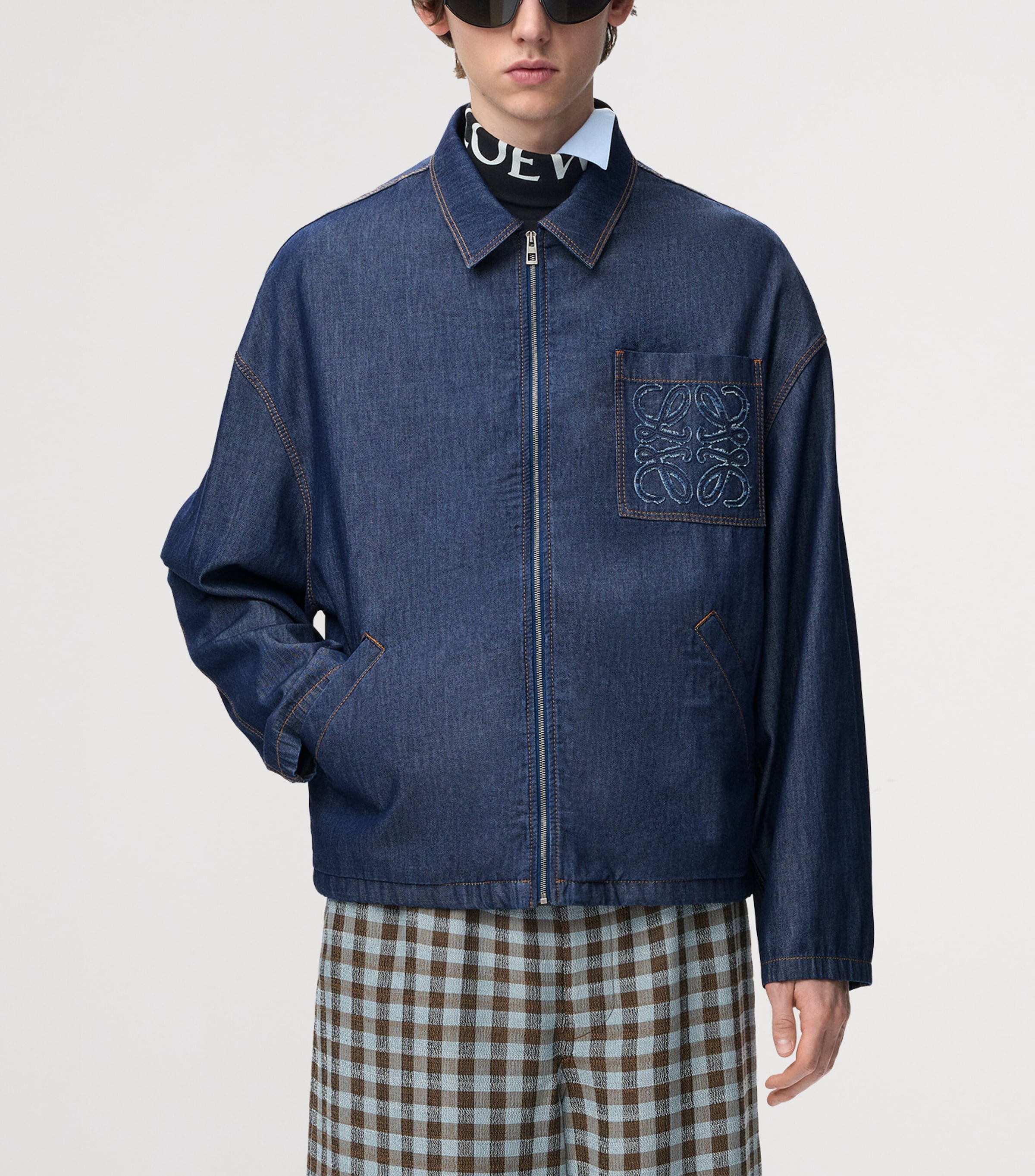 LOEWE Mens Anagram Denim Jacket Denim Blue Image 3
