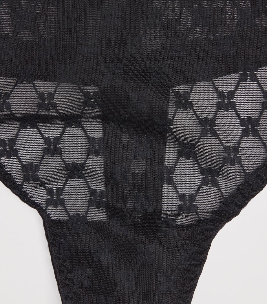 Simone Perele Womens Lace Plume High-Waist Thong Black Image 4