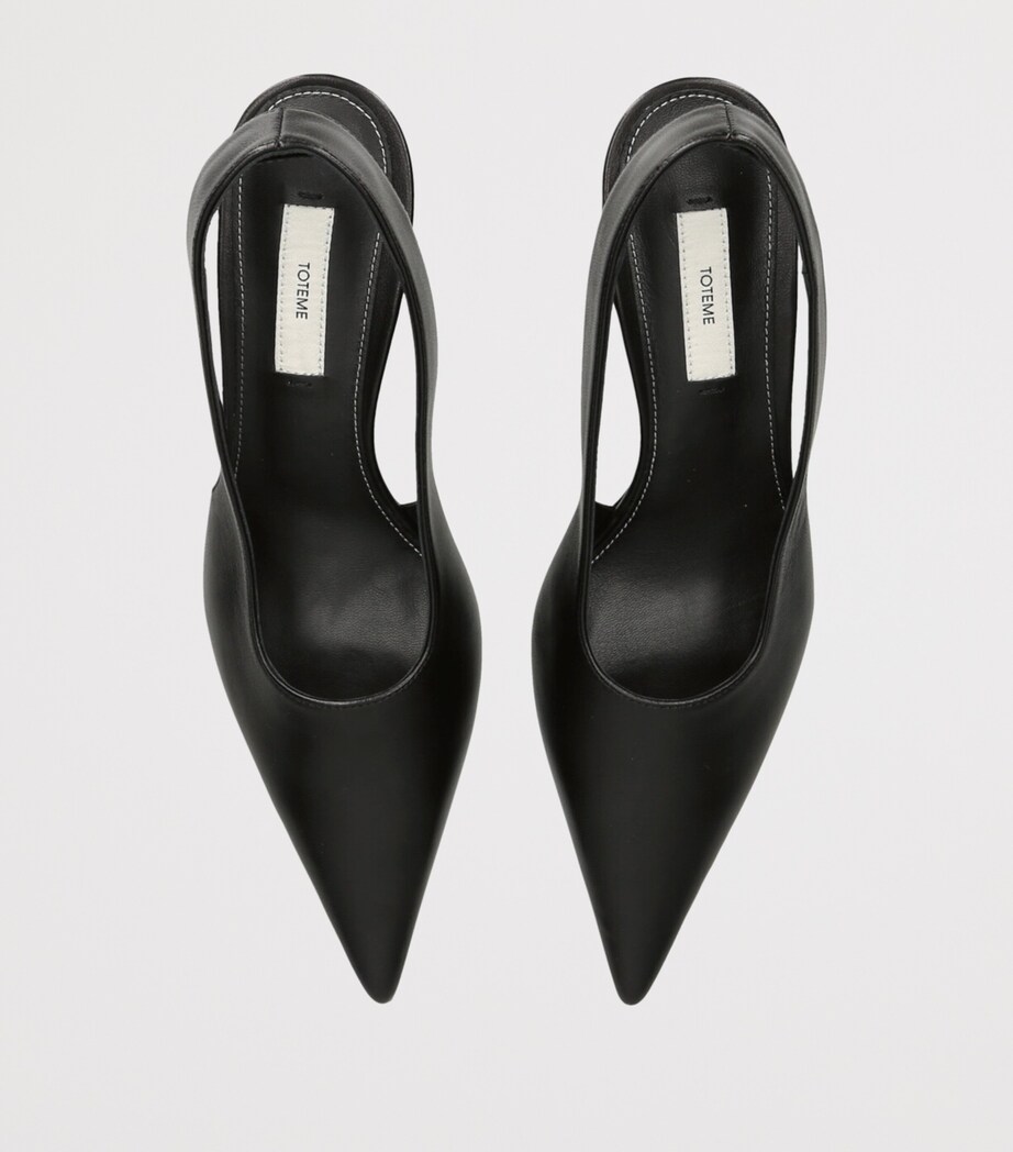 Toteme Leather Classic Slingback Heels 55 Black Image 4