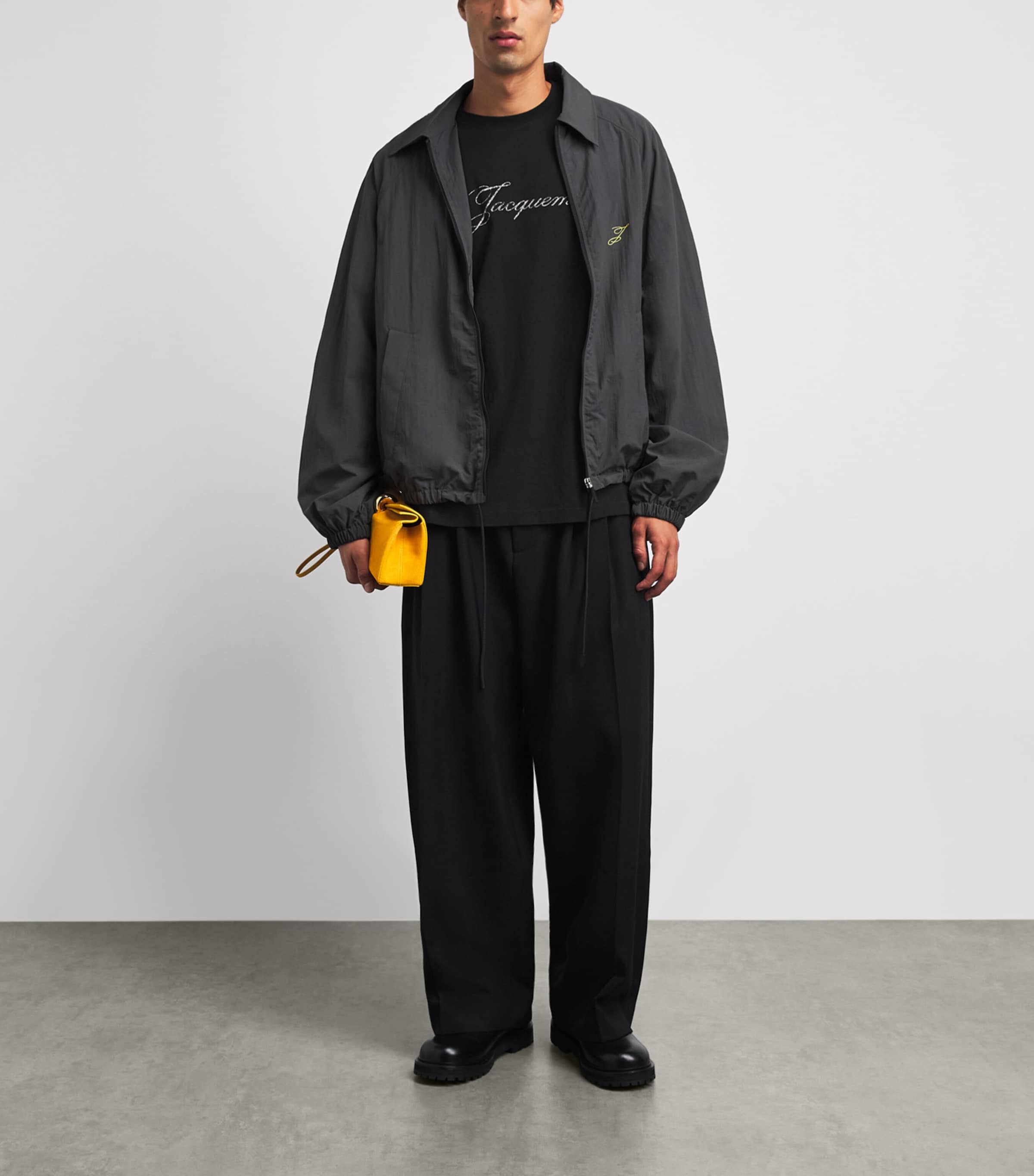 Jacquemus Mens Cotton-Hemp Logo Long-Sleeve T-Shirt Black Image 2