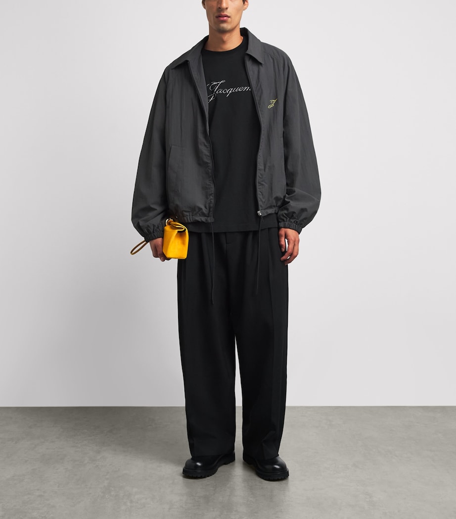 Jacquemus Mens Cotton-Hemp Logo Long-Sleeve T-Shirt Black Image 2