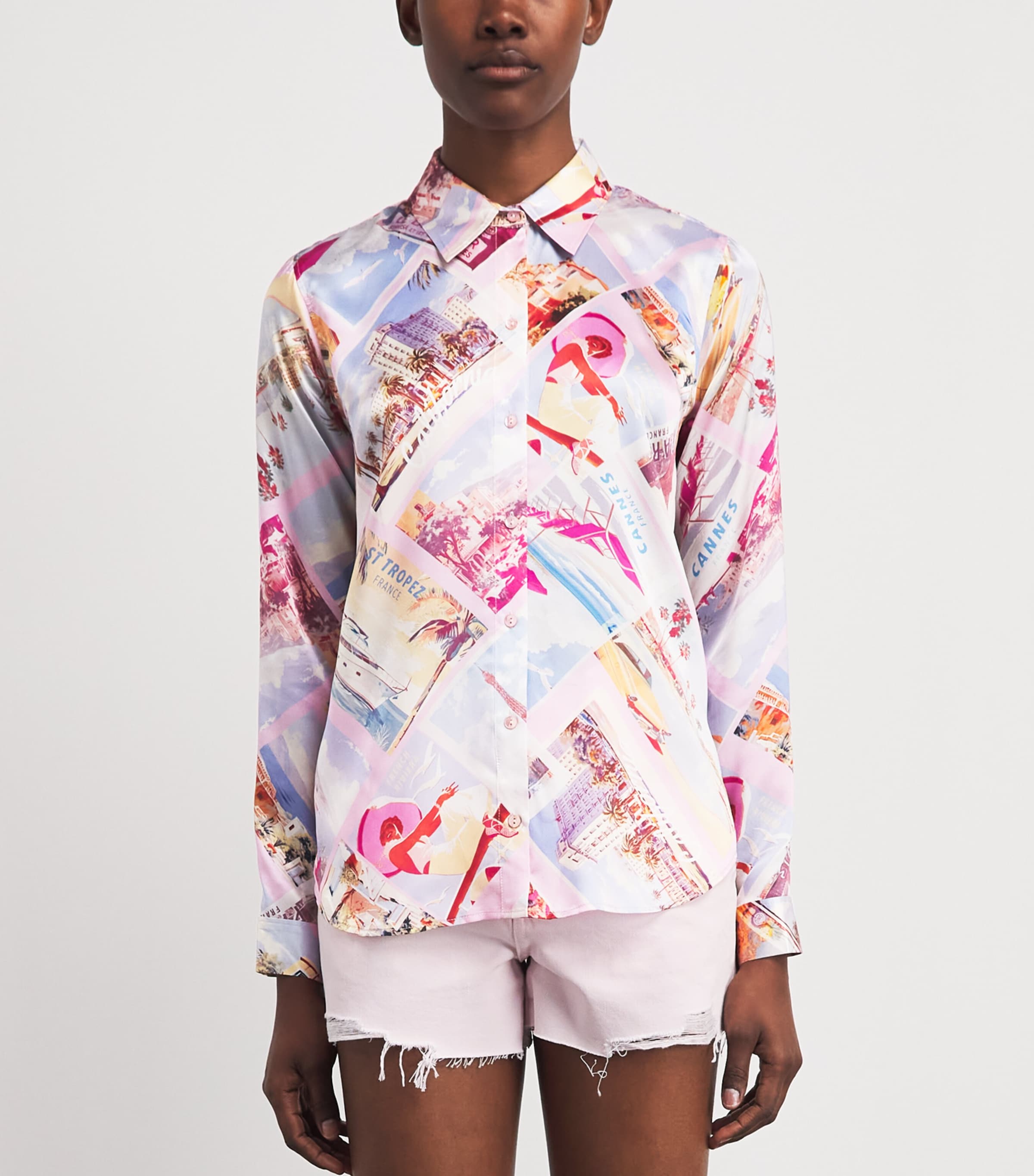 L'Agence Womens Silk Printed Tyler Blouse Pink Mlt Pstcrd Prnt Image 4