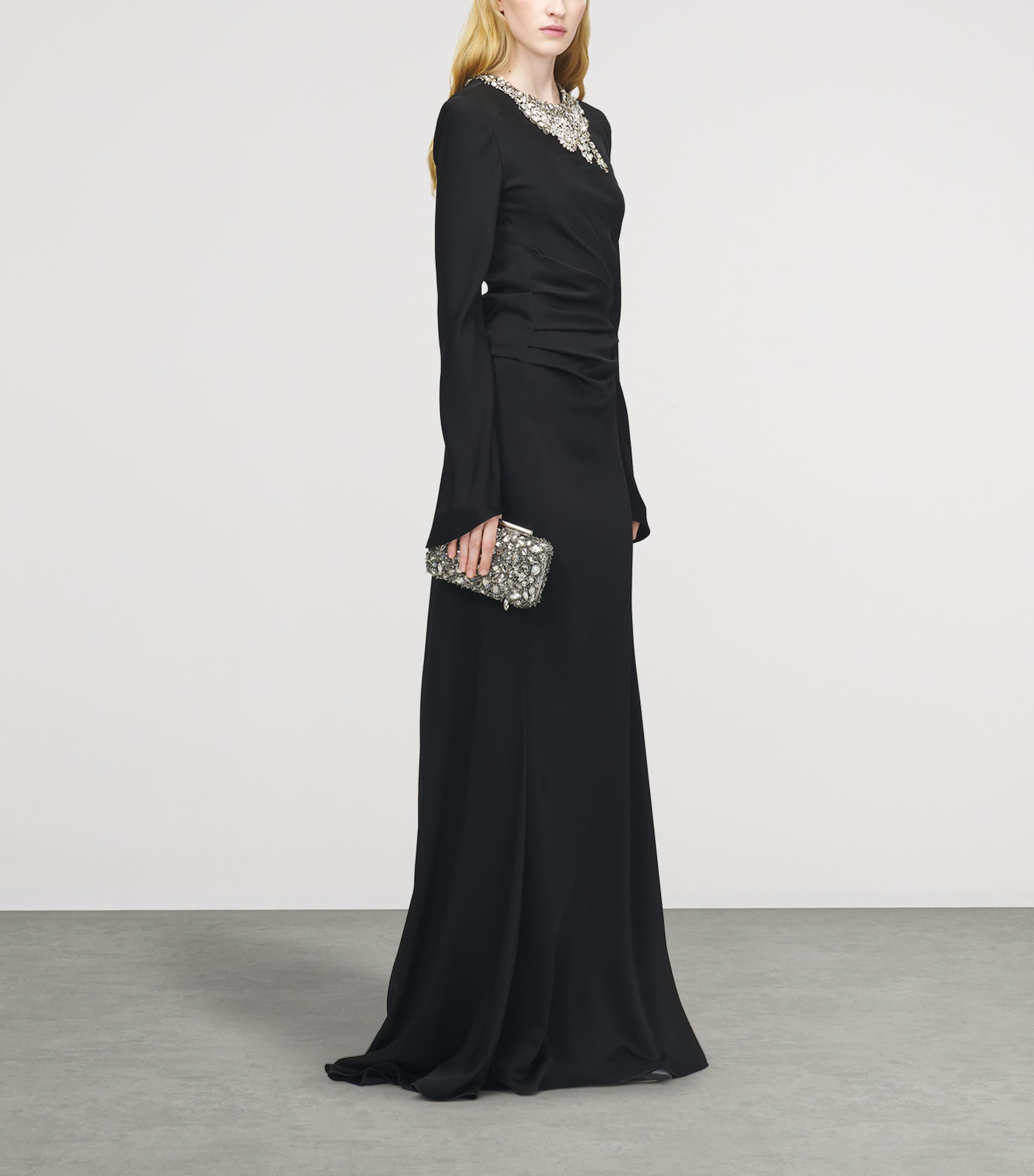 McQueen Womens Embellished Draped Maxi Dress Image 2