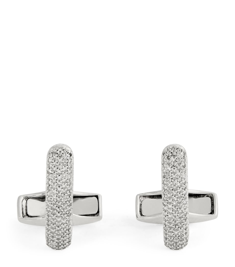 Sterling Silver and Diamond Baton Cufflinks SILVER Image 1