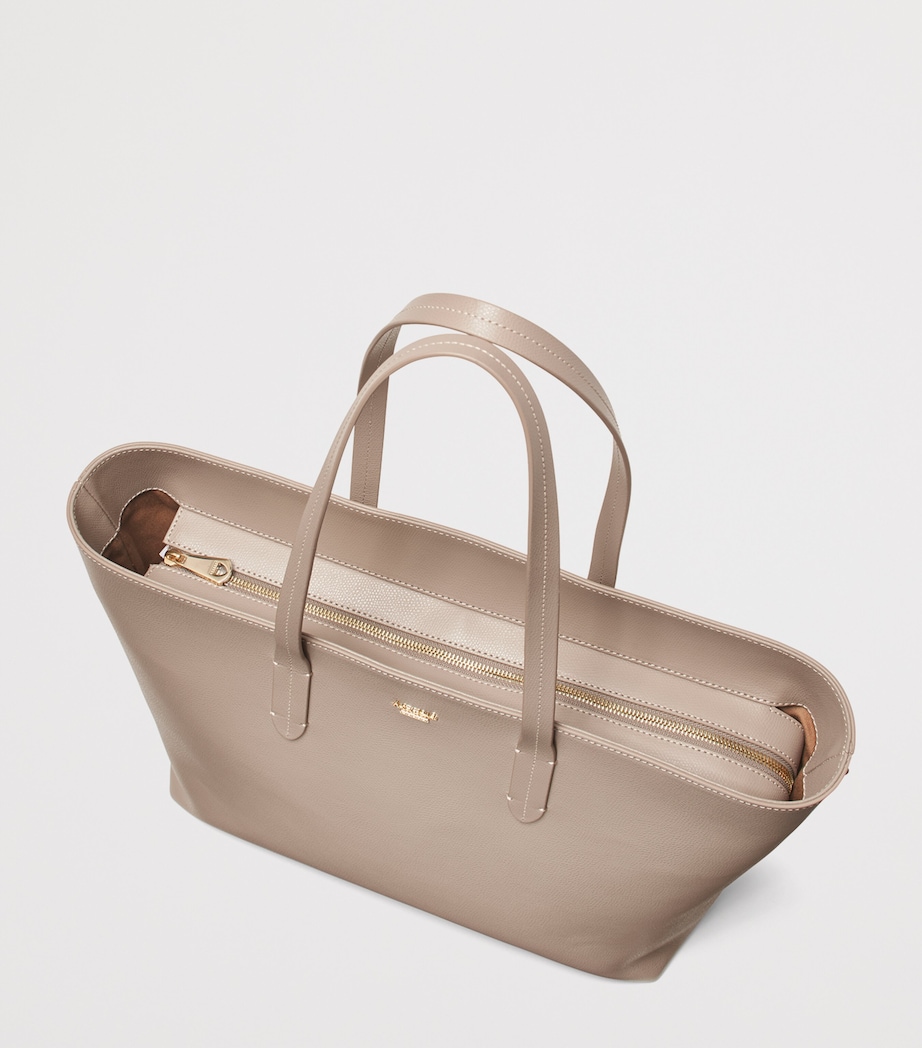 Leather East West Tote Bag TAUPE Image 5