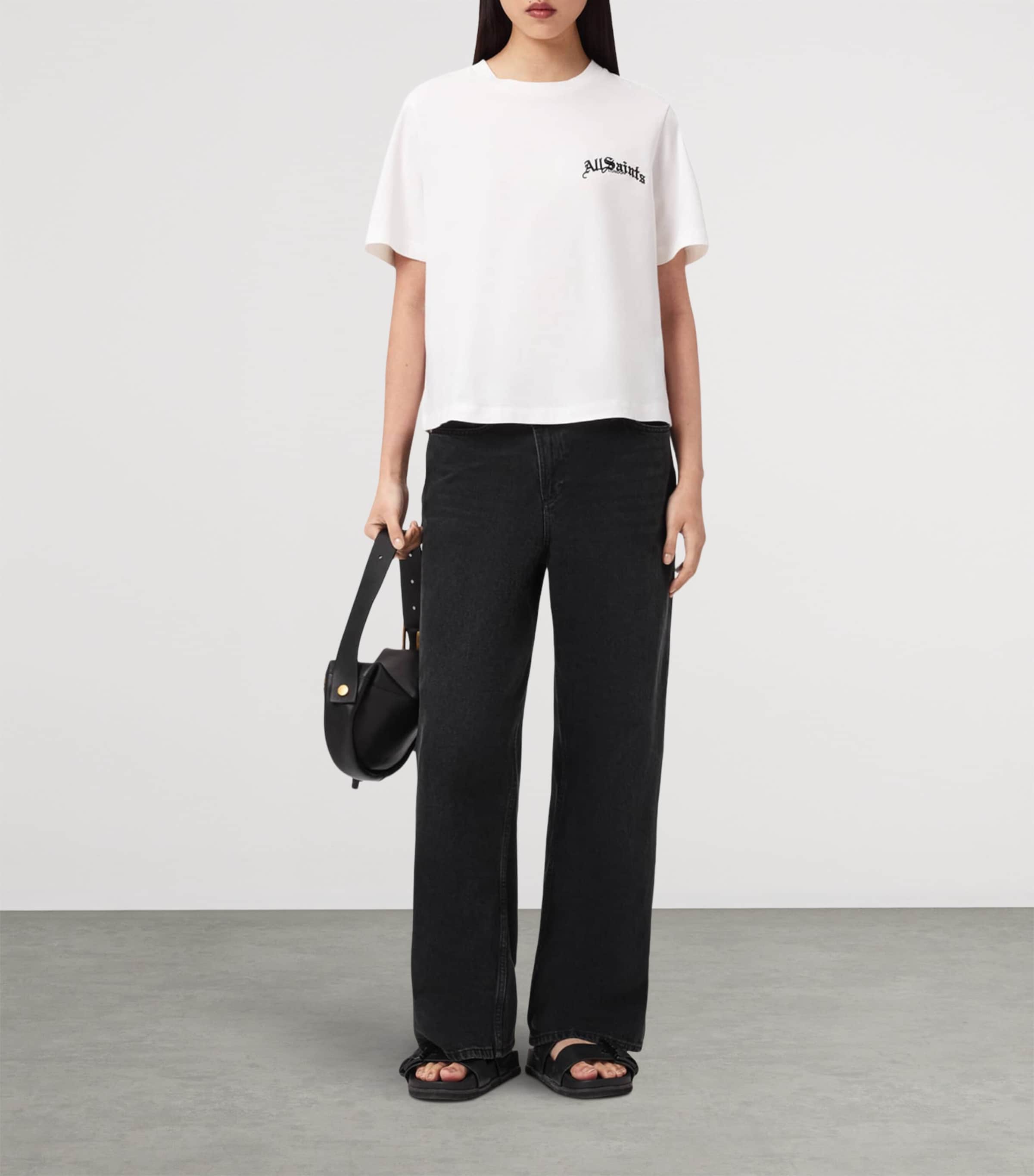 AllSaints Womens Organic Cotton Logo Lisa T-Shirt Chalk White Image 6