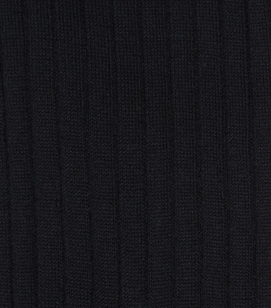 Egyptian Cotton Ribbed Socks BLACK Image 2