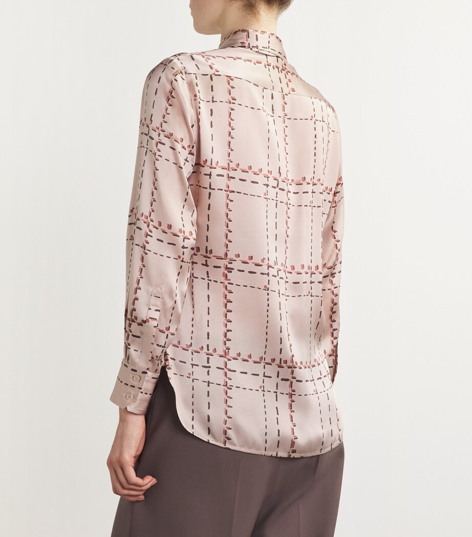 Kiton Womens Silk Check Shirt and Tie Set Powder Pink Image 4