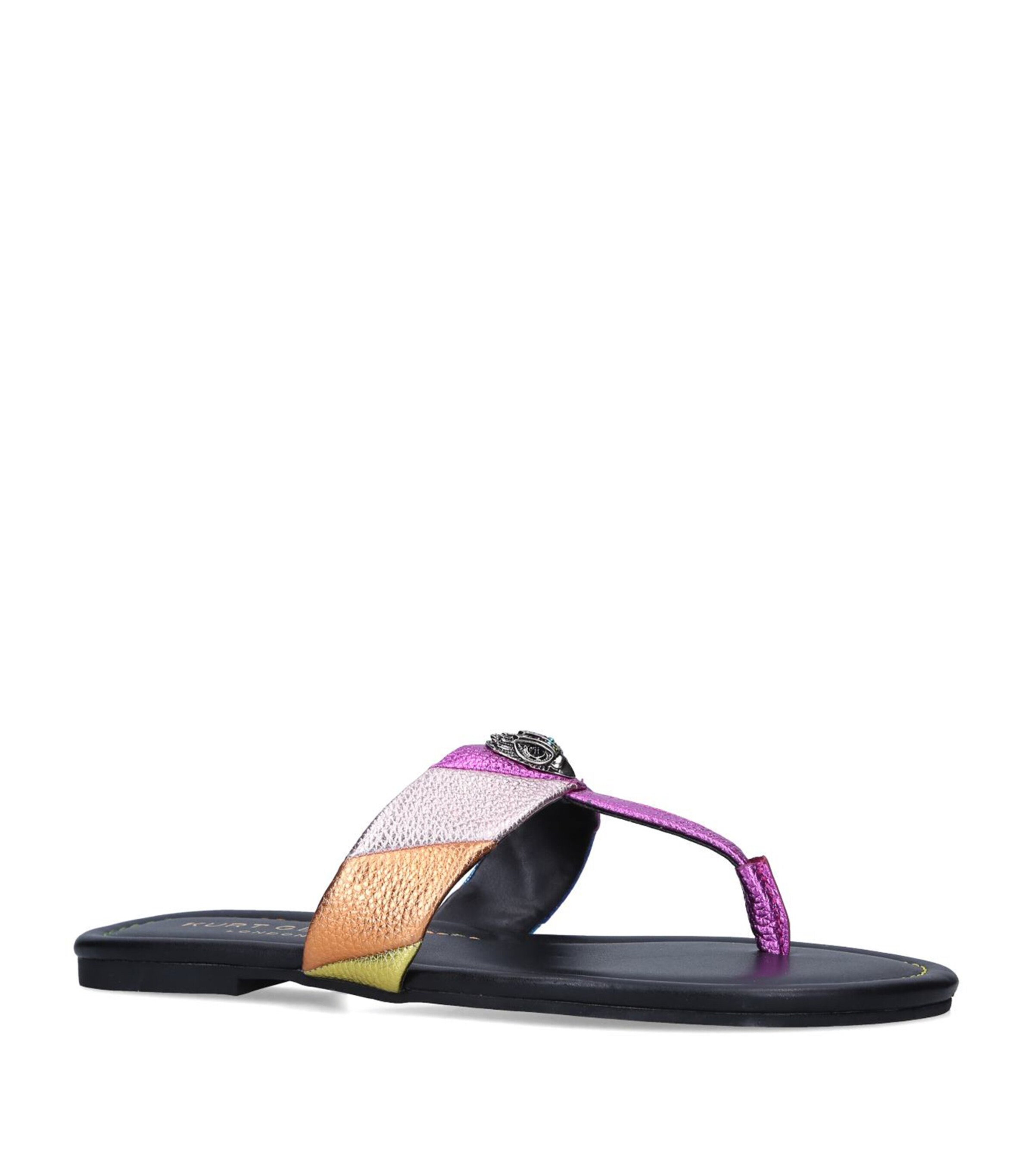 Kurt Geiger London Leather Kensington T-Bar Sandals | Women Shoes | Sandals | Flat Sandals | Designers | Kurt Geiger London