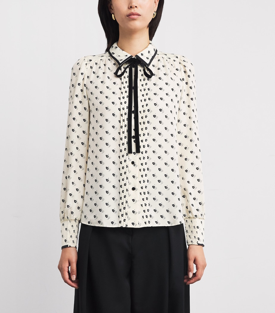 Silk Printed Blouse LIGHT CREAM/BLACK Image 3