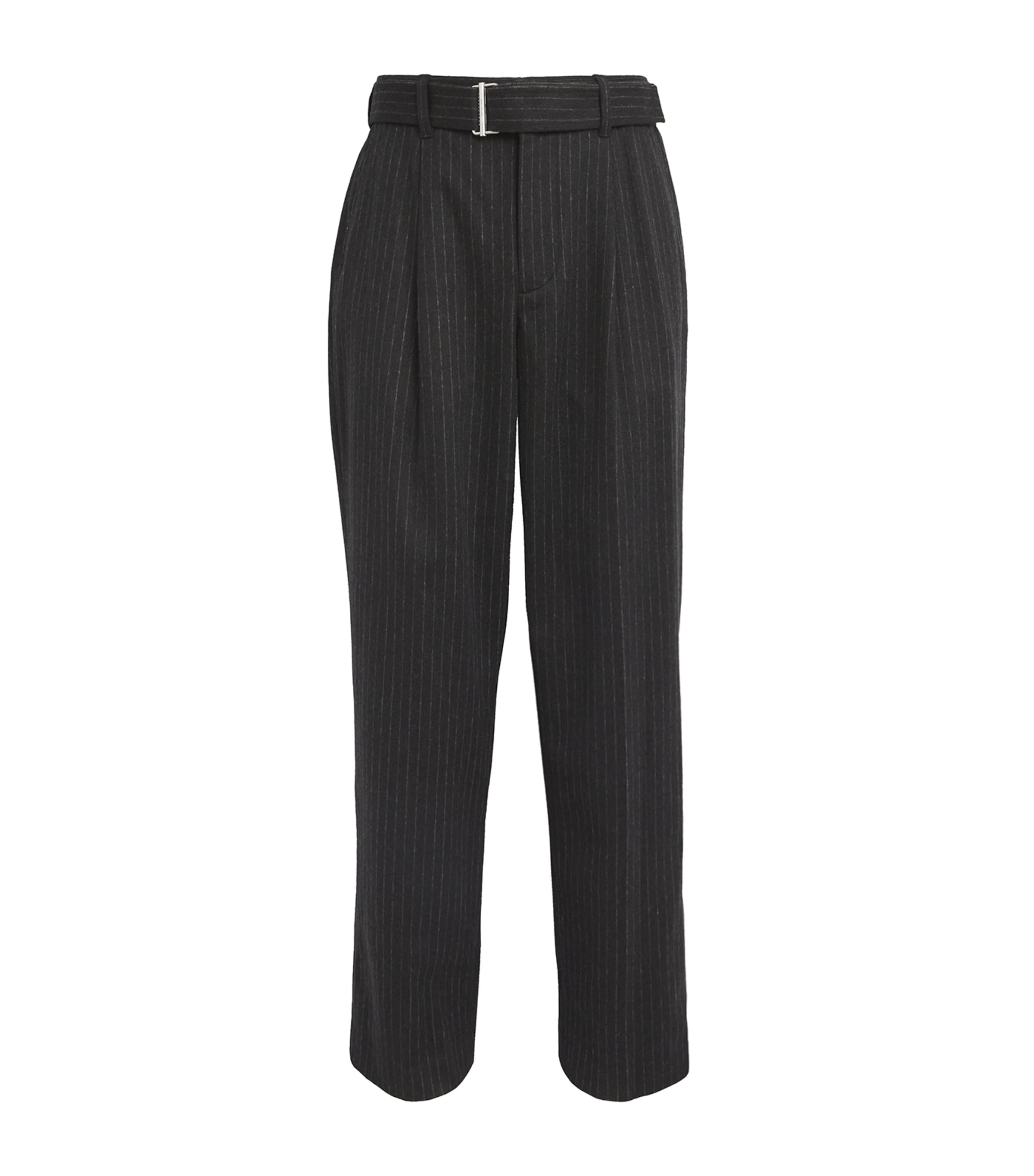 Shop Simkhai Virgin Wool-blend Pinstripe Trousers In Grey