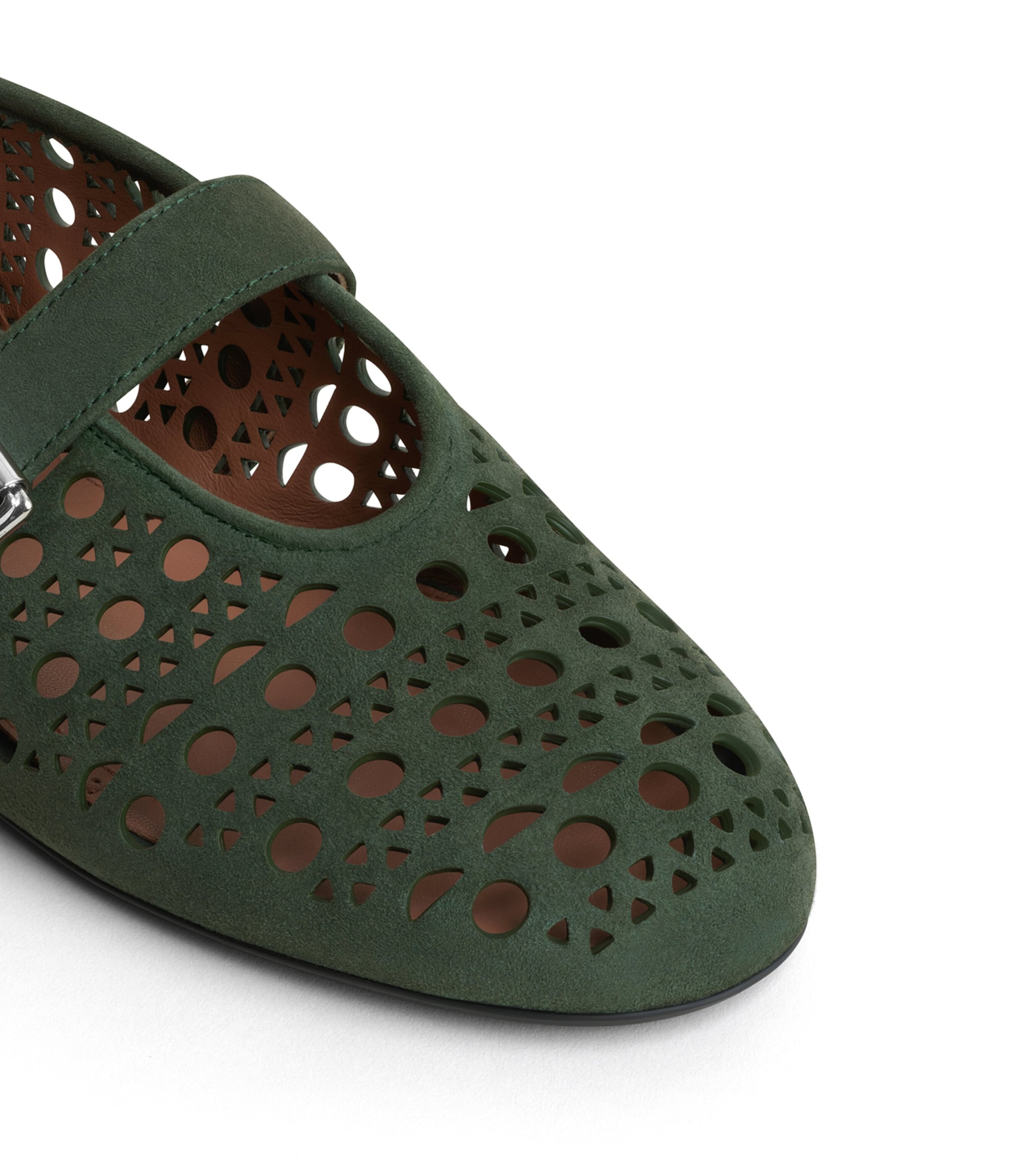 Alaïa Suede Vienne Ballet Flats Lichen Image 4