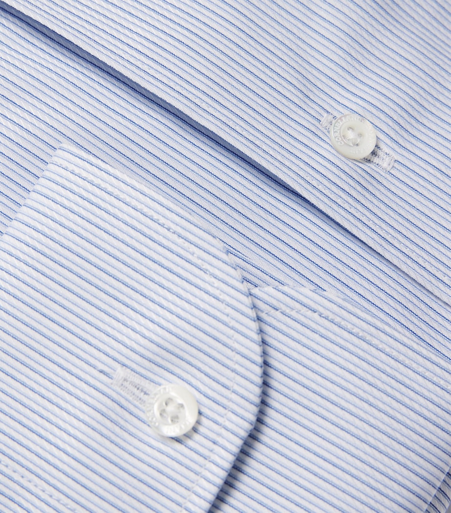 Cotton Stripe Formal Shirt 001 NAVY BLUE Image 5