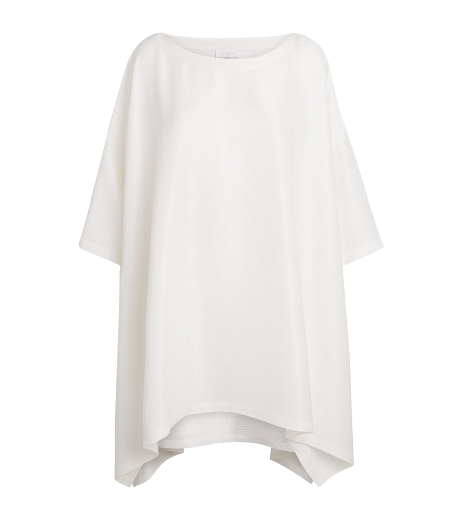 Eskandar Womens Silk Plissé Boat-Neck Top White Image 1