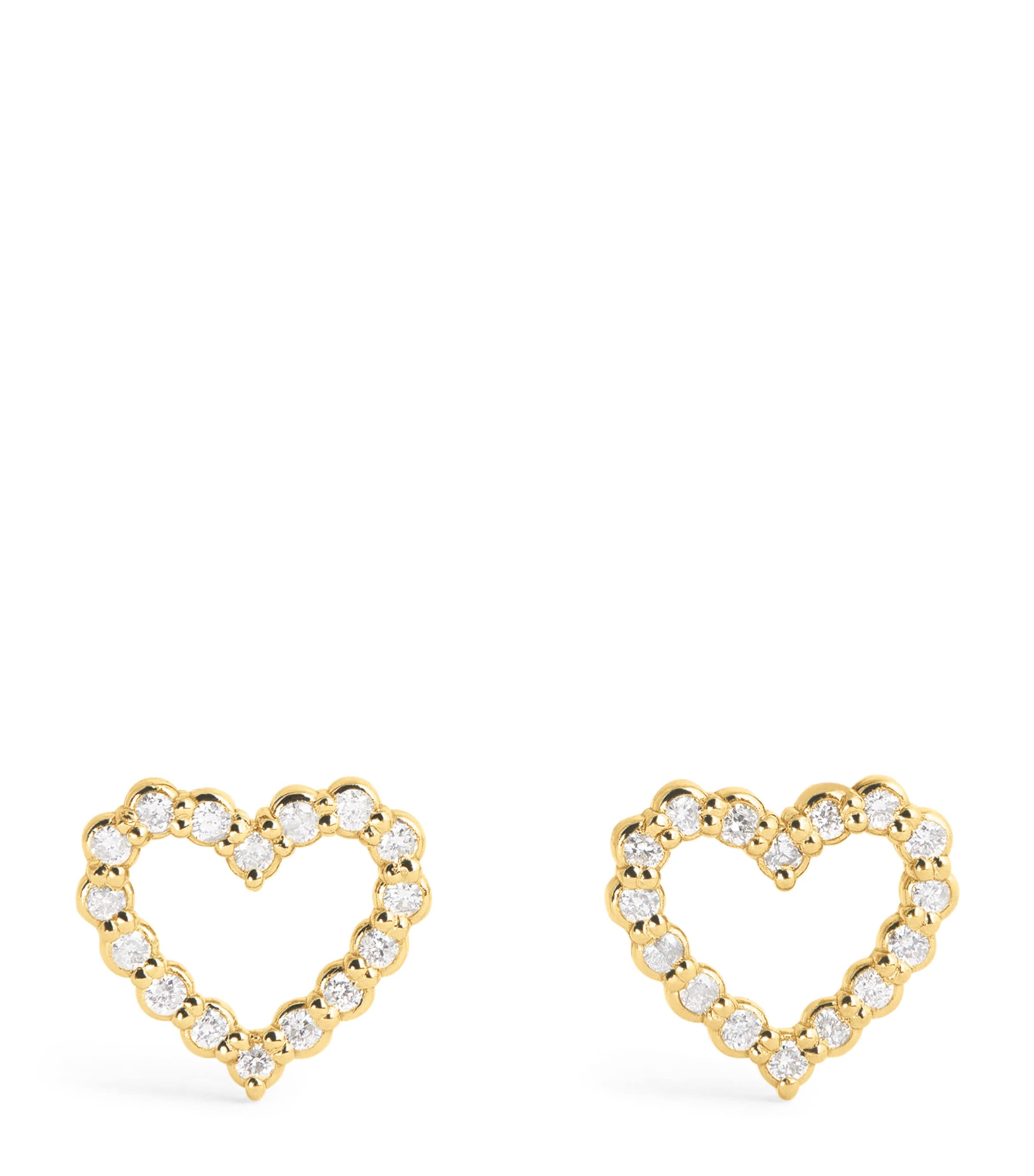 Jennifer Meyer Mini Yellow Gold And Diamond Open Heart Stud Earrings In Gold