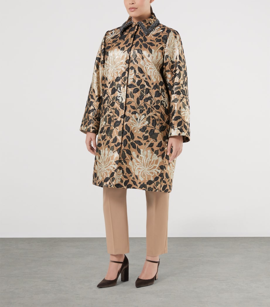 Lamé Floral Jacquard Coat GOLD Image 2