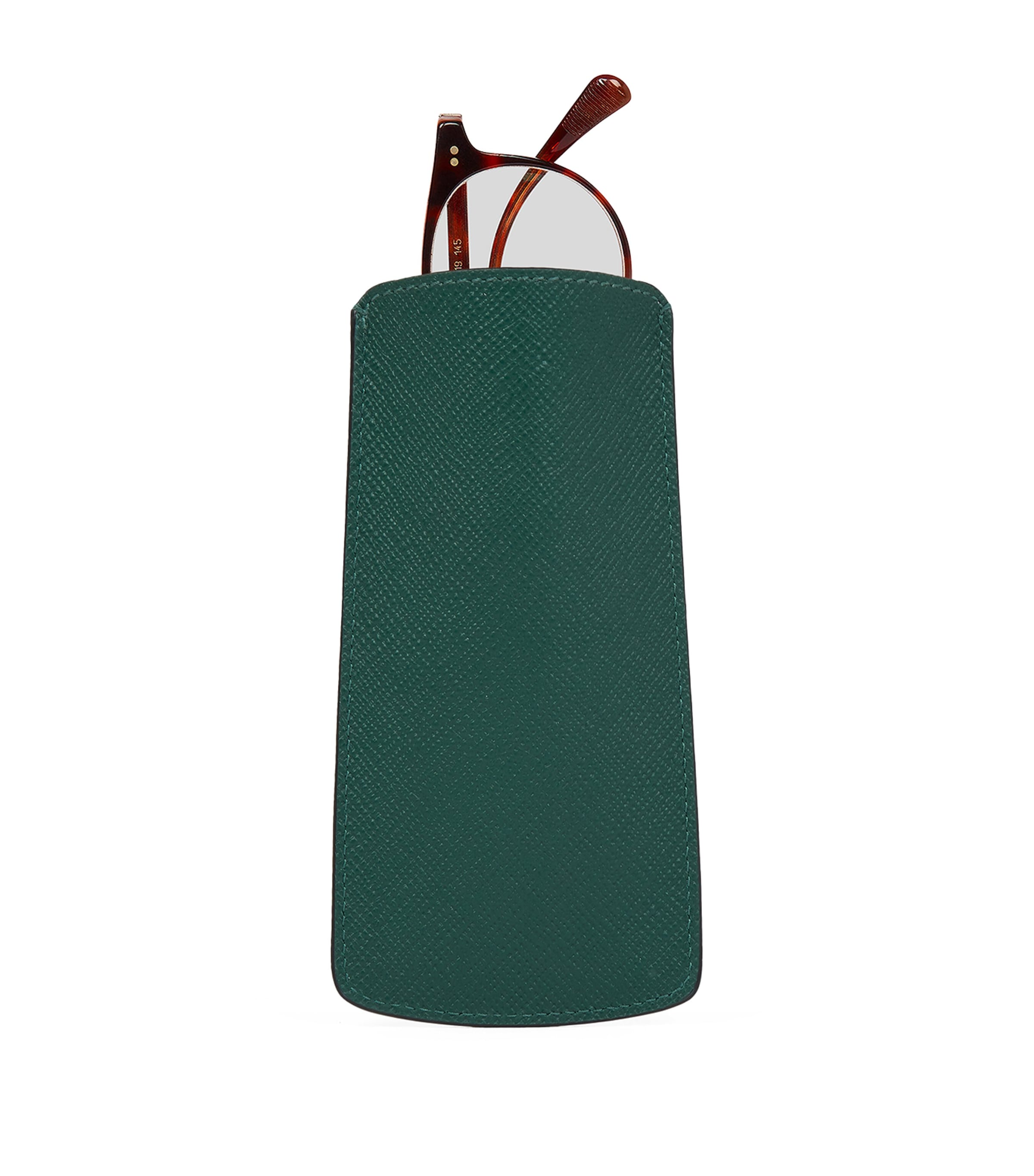 Smythson Panama Leather Glasses Case In Green