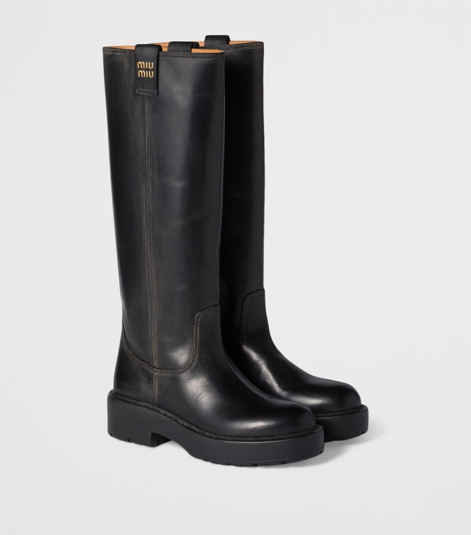 Leather Knee-High Boots F0002 Image 2