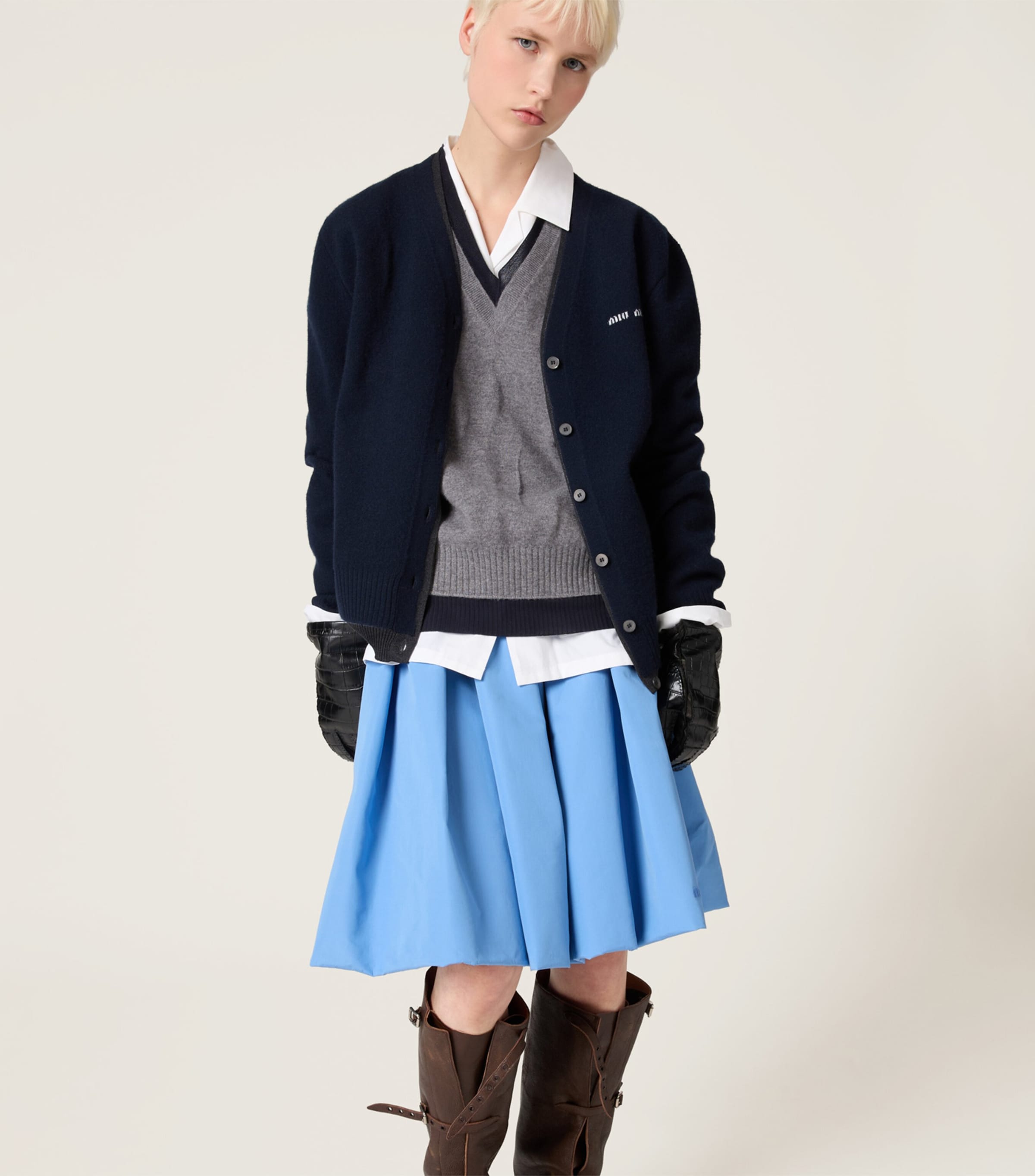 Cashmere-Silk Logo Cardigan F095J Image 4