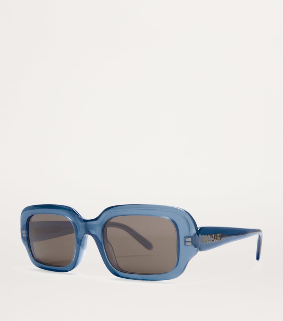 Acetate Rectangular Slim Sunglasses MILKY BLUE Image 2