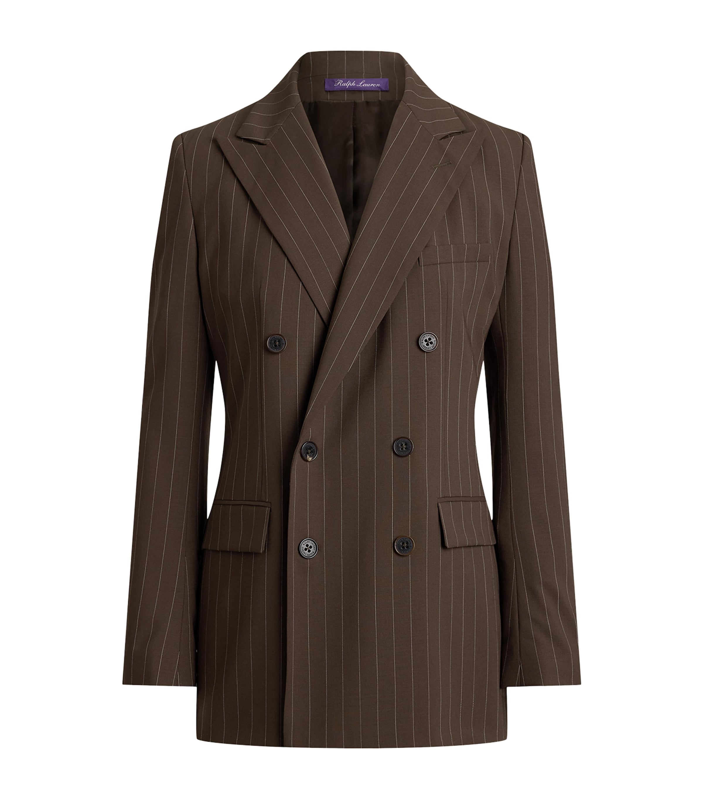Ralph Lauren Collection Womens Wool Pinstripe Ramona Blazer Sycamore/cream Image 1