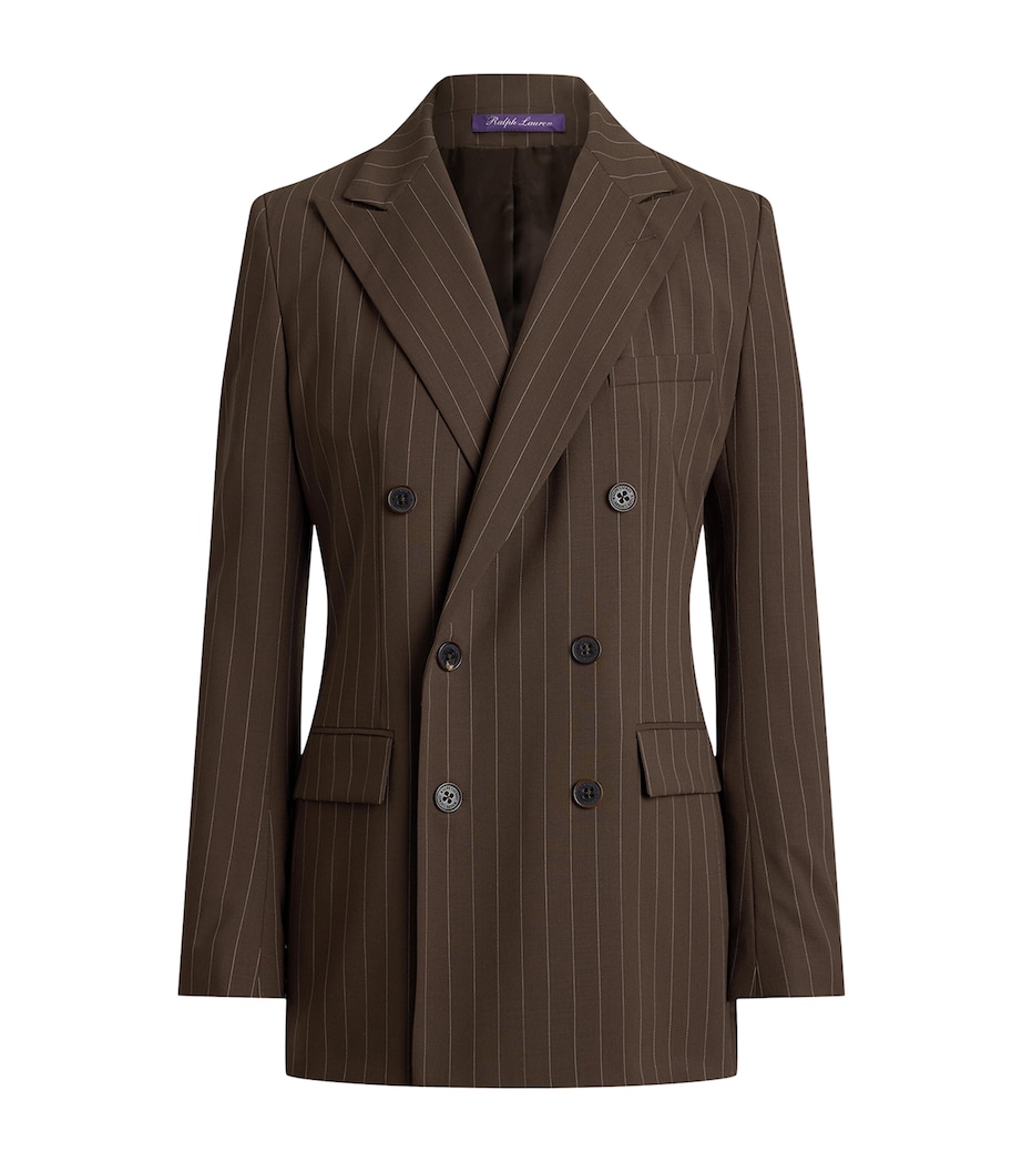 Ralph Lauren Collection Womens Wool Pinstripe Ramona Blazer Sycamore/cream Image 1