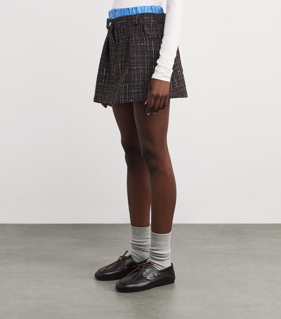 Tweed Waistband Shorts BROWN Image 3