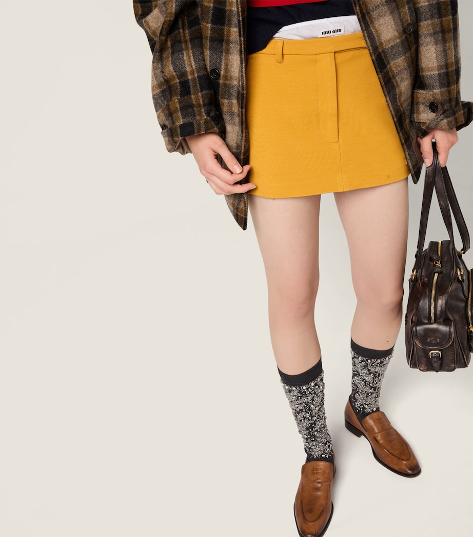 Logo Ribbed Mini Skirt F0037 Image 4