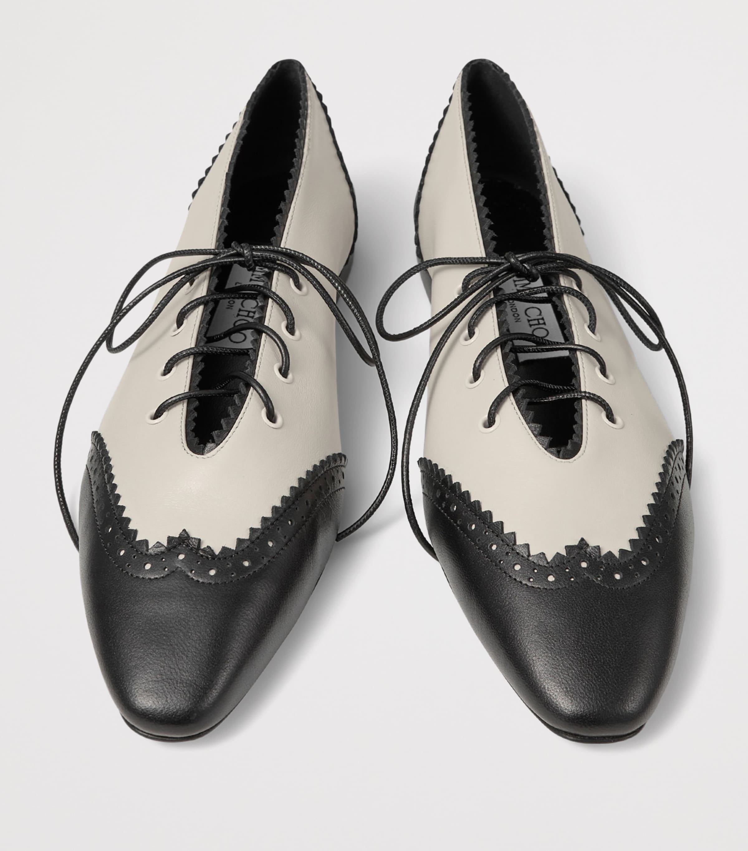 Jimmy Choo Margot Leather Lace-Up Flats Black/bone Image 4