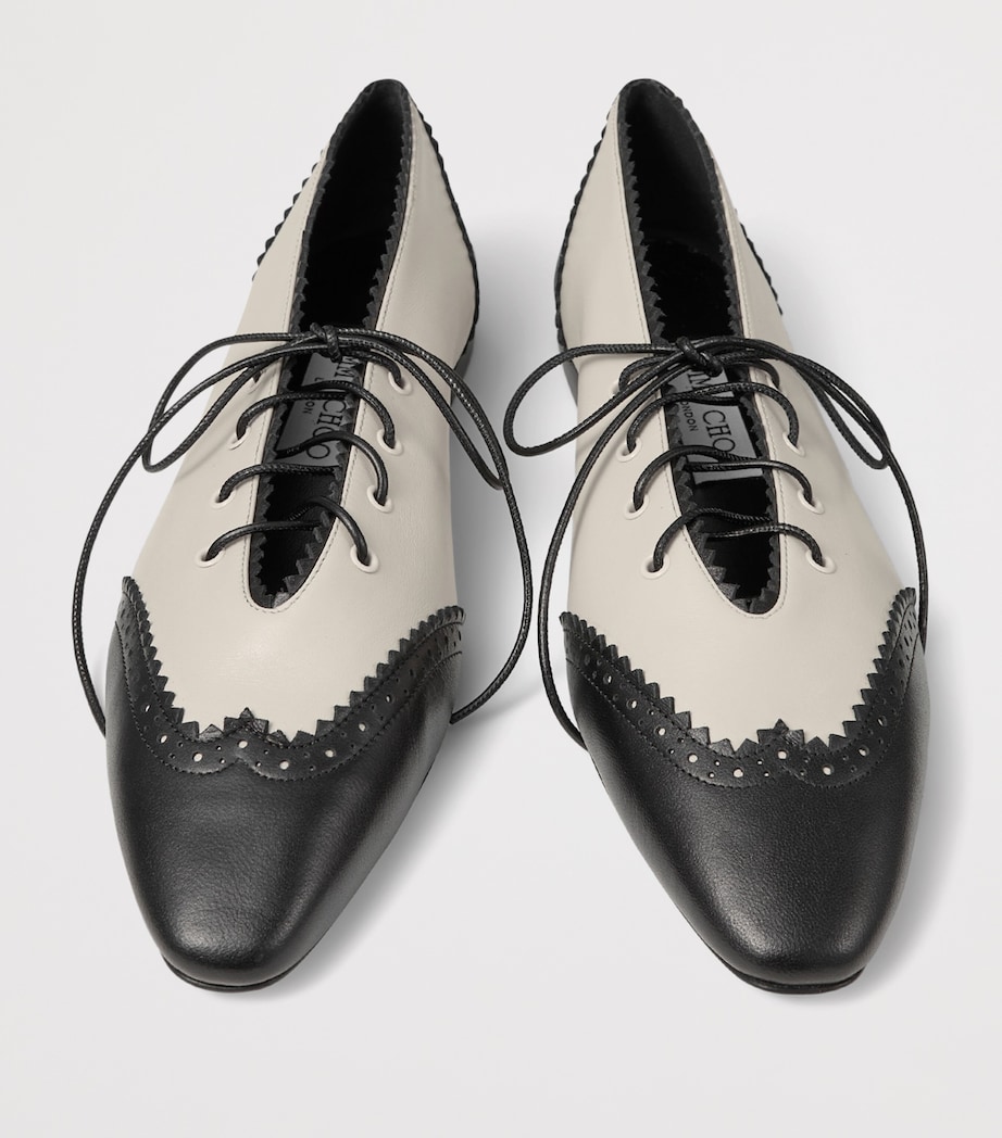 Jimmy Choo Margot Leather Lace-Up Flats Black/bone Image 4